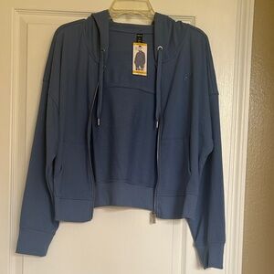 NWT DKNY Slate Blue Casual Hoodie with‎ side pockets, size medium